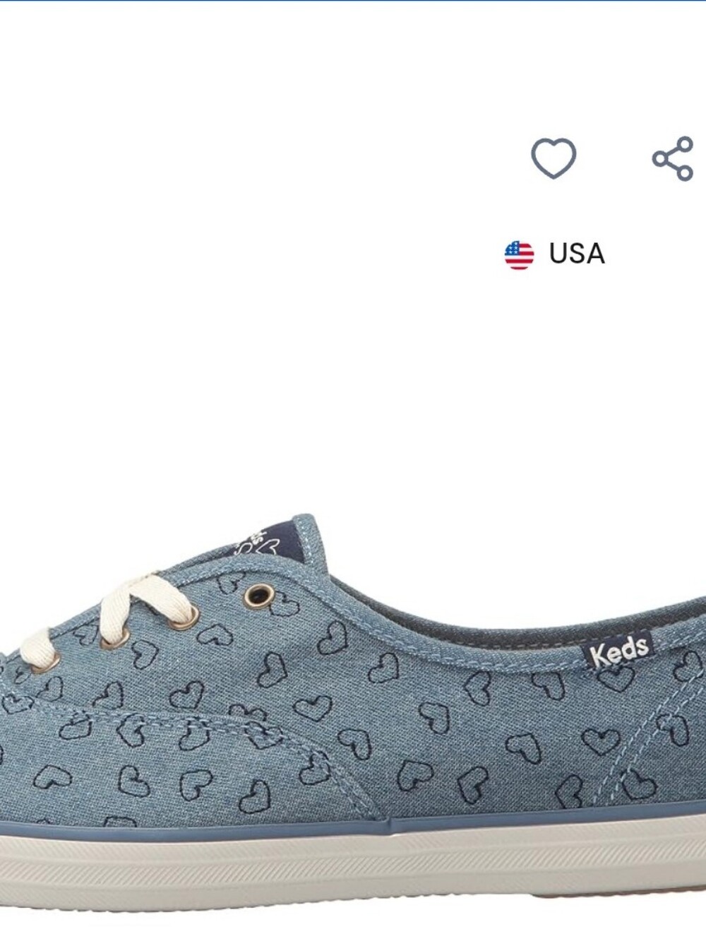 Keds X Taylor Swift Denim Indigo Light Blue Heart  Sneaker Women's